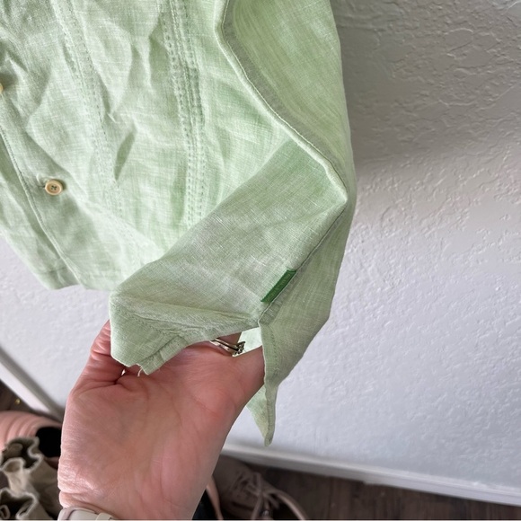 Tommy Bahama Shirt Men's Large 100% Linen Green Button Down Resortwear Tropical - Picture 8 of 10